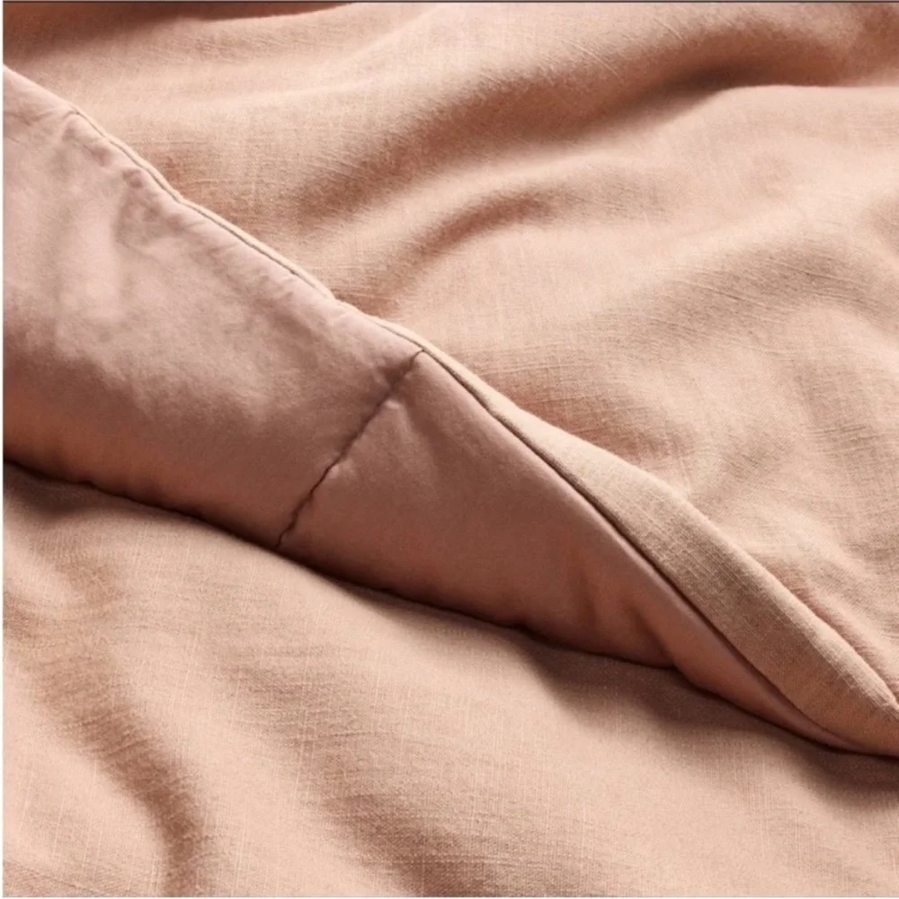 NWT King Heavyweight Linen Blend Comforter and Sham Set Light Adobe Clay
